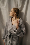 Халат из текстурного хлопка "Серый"