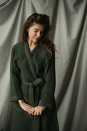 Халат із текстурної бавовни "Насичено зелений"