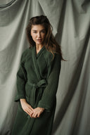 Халат из текстурного хлопка "Насыщенно зеленый"