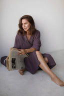 Халат из текстурного хлопка "Виноградный"