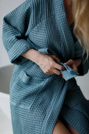 Сет халат із текстурної бавовни та рушник "Морська хвиля"