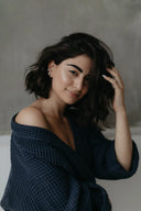 Халат из текстурного хлопка "Синий"