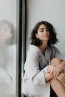 Халат из текстурного хлопка "Серый"