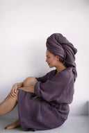 Сет халат із текстурної бавовни та рушник "Виноградний"