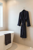 Сет халат із текстурної бавовни та рушник "Темно-синій"