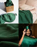 Плед "Смарагдовий", шовкова наволочка та маска для сну