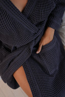 Textured Cotton Robe "Dark Blue"