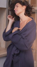 Textured Cotton Robe "Dark Blue"