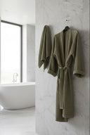 Сет халат із текстурної бавовни та рушник "Оливковий"